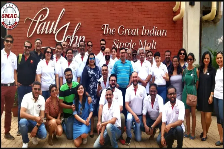 Single Malt Amateur Club members on a tour of Paul John's facility in Goa  