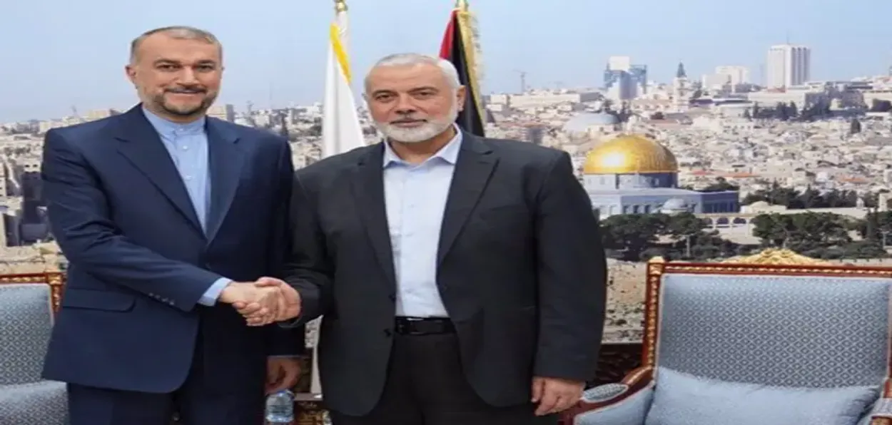 Iranian foreign Minister with Hamas leader Ismail Haniyeh