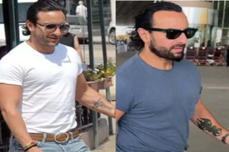 Actor Saif Ali Khan's pictures with old and new tattoo