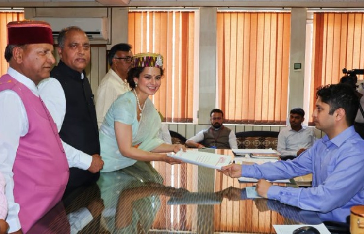 Kangna Ranaut filing her papers for Lok Sabha elections from Mandi, Himachal Pradesh