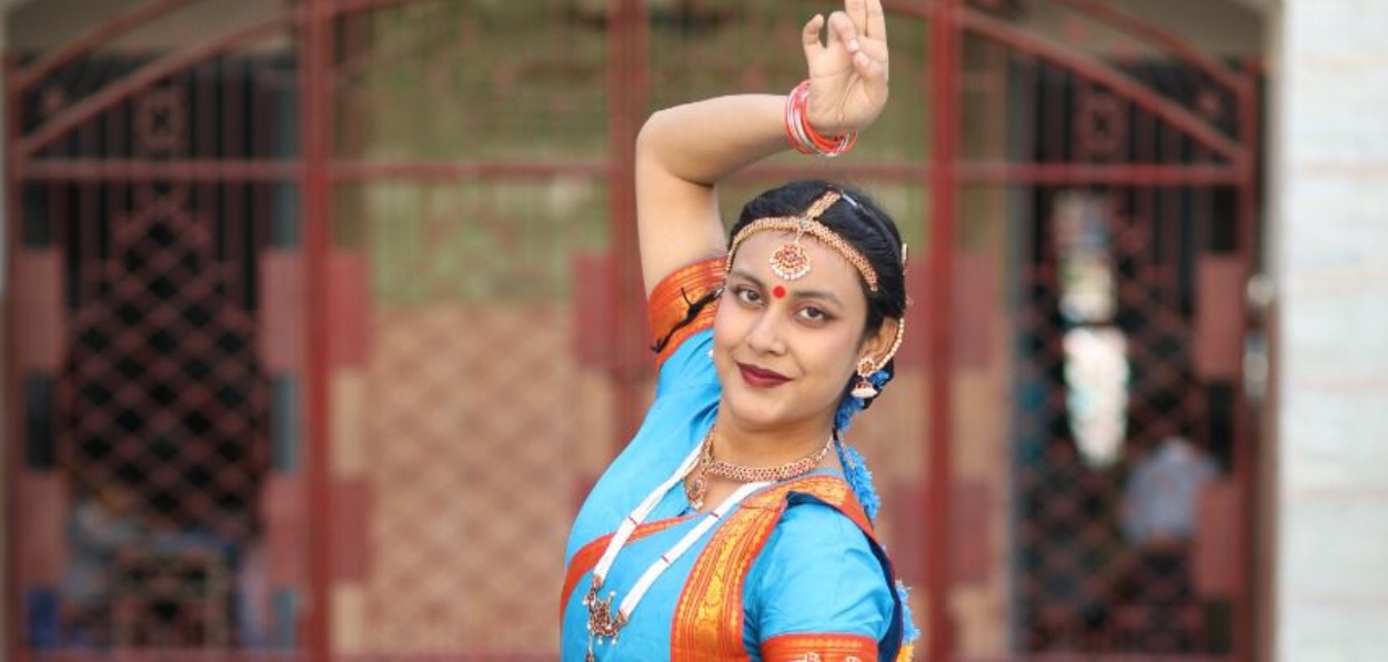 Noreen Rahman Borooah in a Bharatnatyam mudra