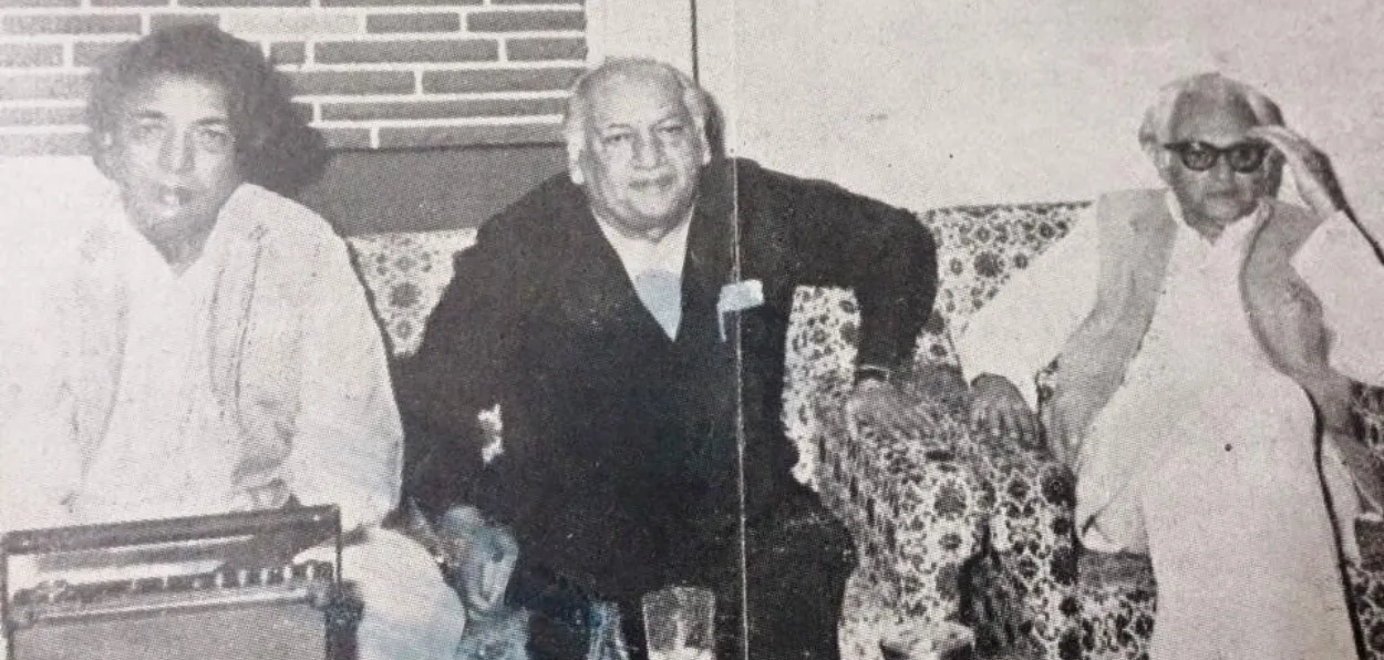 Kaifi Azmi, Faiz Ahmed Faiz and Ghulam Rabbani Taban (Left to right).jpg