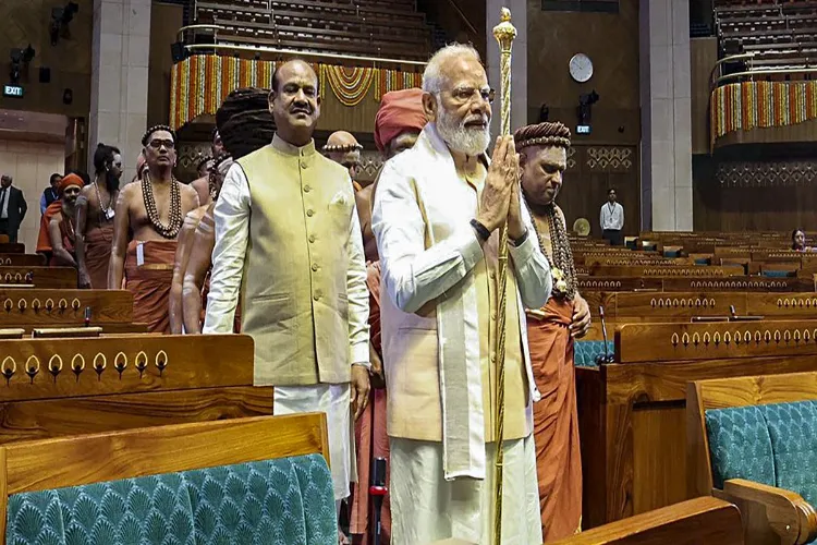 Prime Minister Narendra Modi with LS Speaker Om Birla during the inauguration of New Parliament