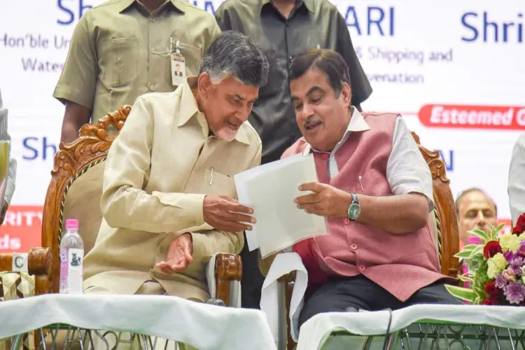 C Chandrababu Naidu with Nitin Gadkari