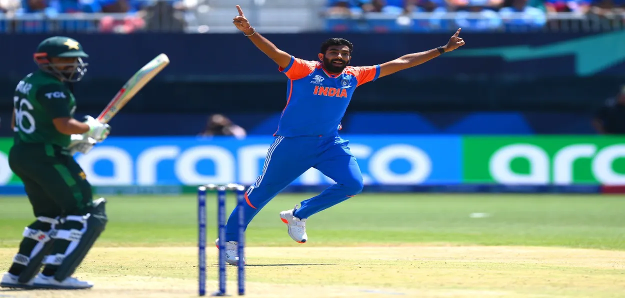 Jasprit Bumrah after dismissing a Pakistani batsman