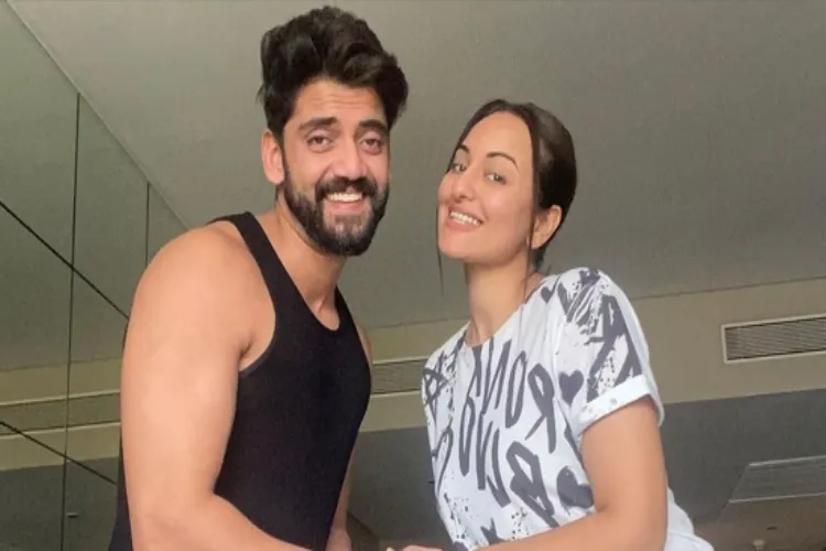Actor Sonakshi Sinha with fiancé Zaheer Iqbal