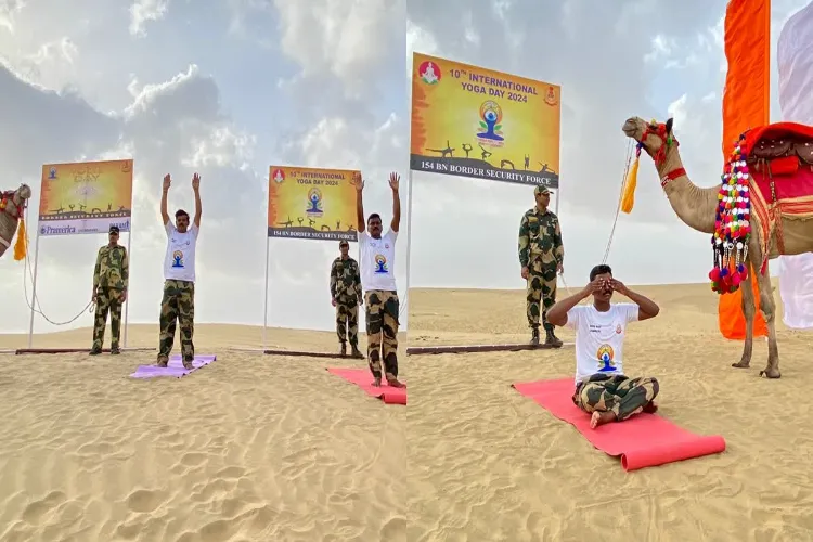 BSF Soldiers Perform Yoga Asanas Along Indo-Pak Border in Rajasthan 