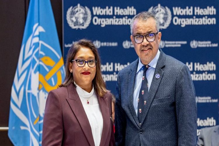 WHO Chief Tedros Adhanom Ghebreyesus with Regional Director Saima Wazed