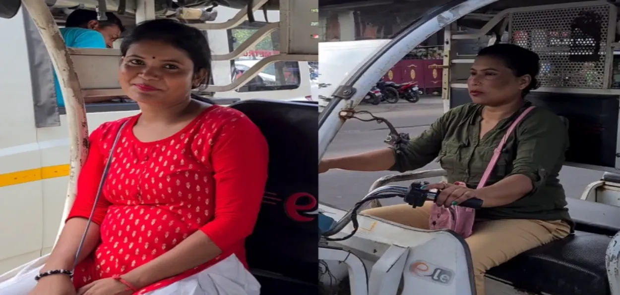 Pinki Begum (Left) and Pashmina Begum in their e-rickshaws