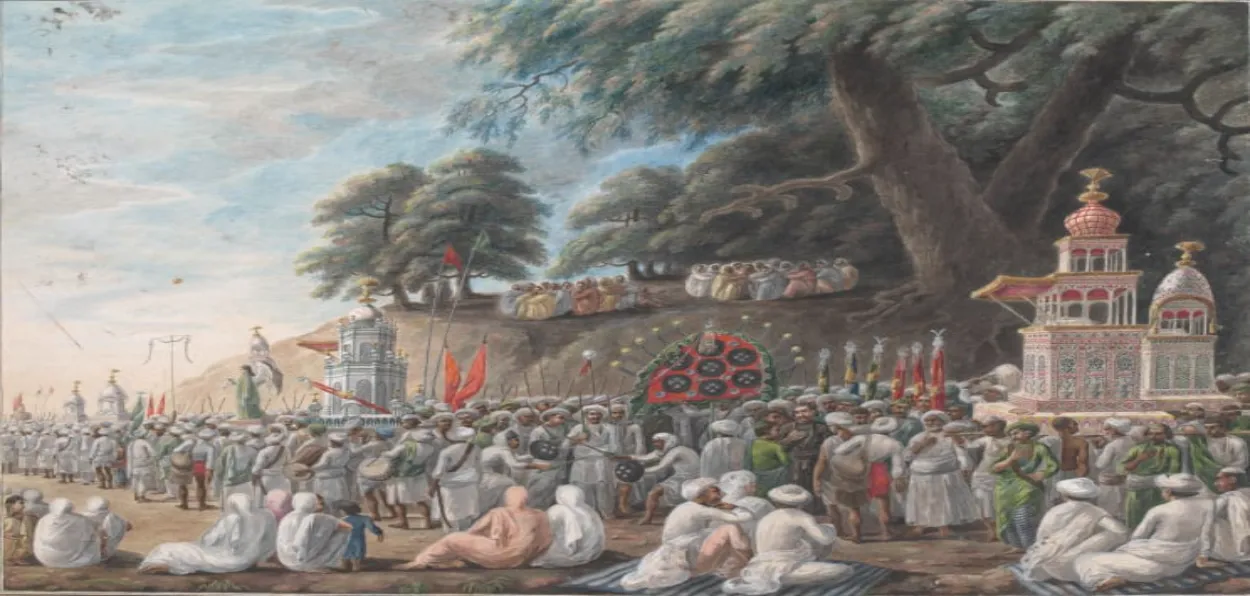 A British era painting depicting Muharram procession in India (Courtesy: Dawn)