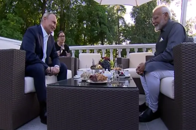 Prime Minister Narendra Modi and President Vladimir Putin in an informal meeting (X)
