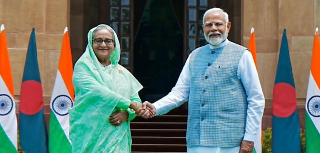 Prime Ministers Narendra Modi and Sheikh hasins pledging boosting the ties between two neighbours 
