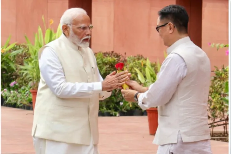Kiren Rijiju posted this image of he congratulations PM Modi on becoming the most followed leader on X on his social media