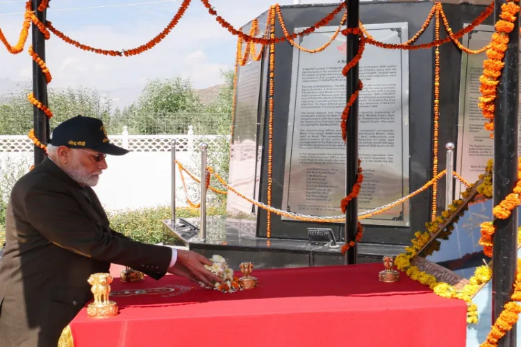 Prime Minister Narendra Modi pays respect at Drass, Ladakh.