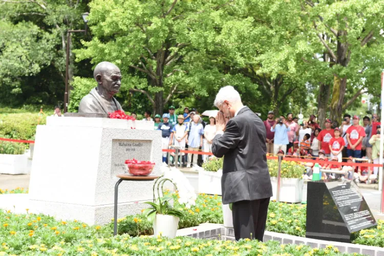 External Affairs Minister Dr S Jaishankar after unveiling the bust of Mahatma Gandhi in Tokyo