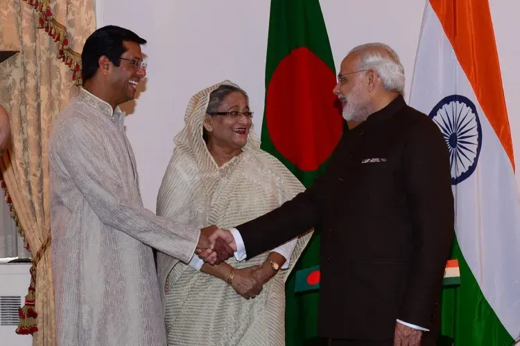 PM Modi with Sheikh Hasina and Sajeeb Wazed