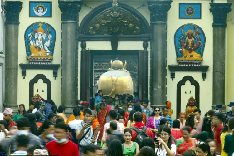 Devotees inside the Pashupatinath Temple