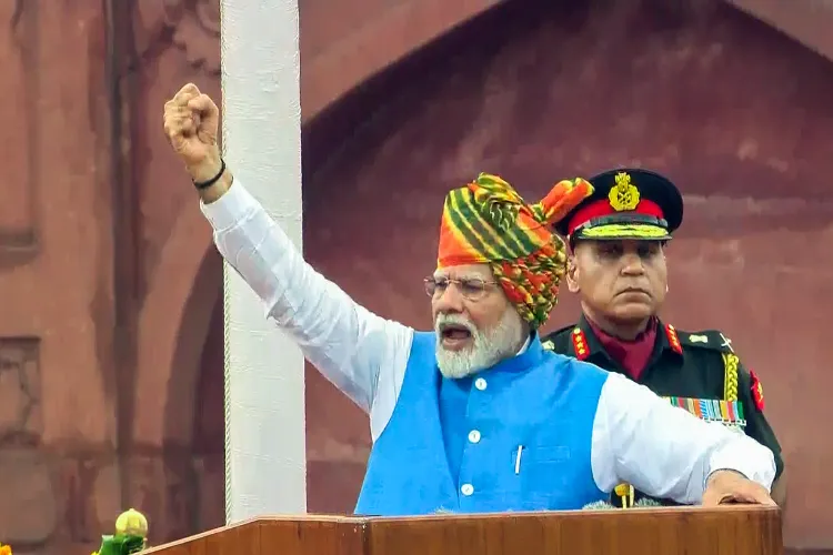 PM Narendra Modi addresses a gathering on the 78th Independence Day