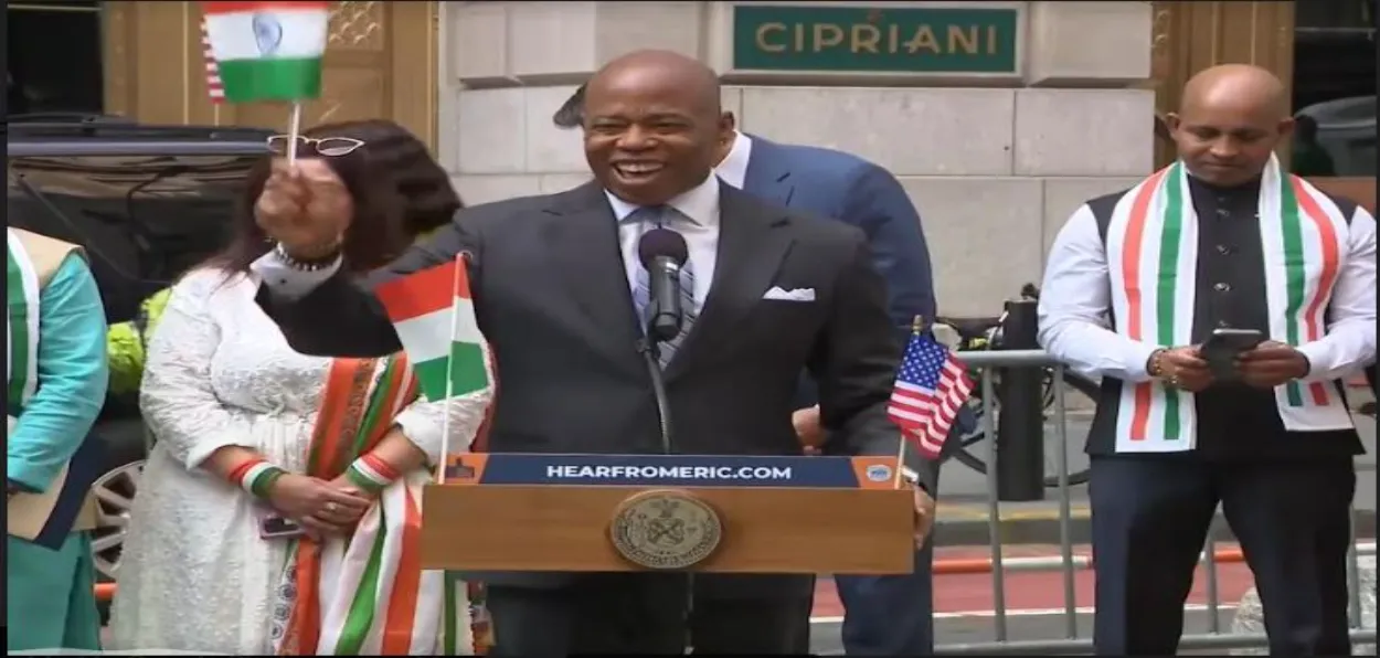 New York city's Mayor Eric Adams addressing Indian Diaspora