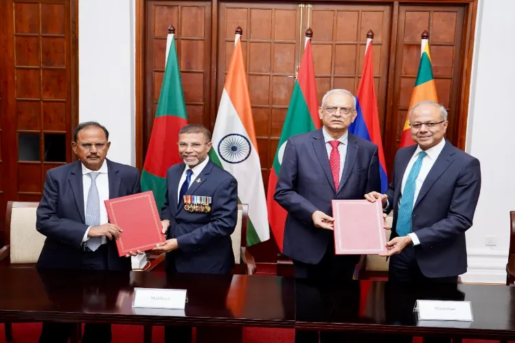 Ajit Doval joined representatives from Maldives, Mauritius & Sri Lanka in signing the Charter & MoU for establishment of Colombo Security Conclave (CSC) Secretariat