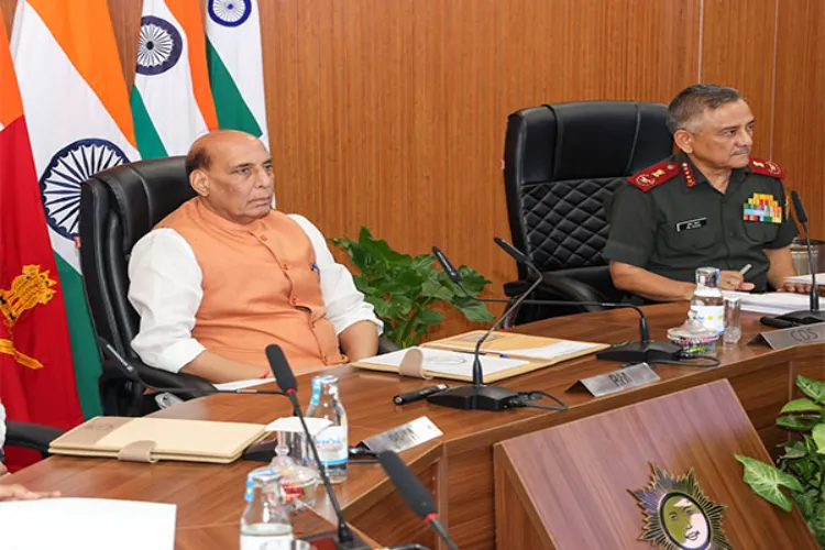 Defence Minister Rajnath Singh with Chief of Defence Staff General Anil Chauhan 