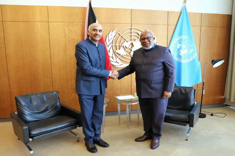 Ambassador Parvathaneni Harish and General Assembly President Dennis Francis