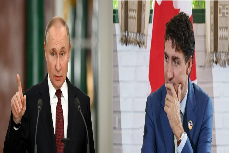 Russian president Vladimir Putin and canadian Prime Minister Justin Trudeau