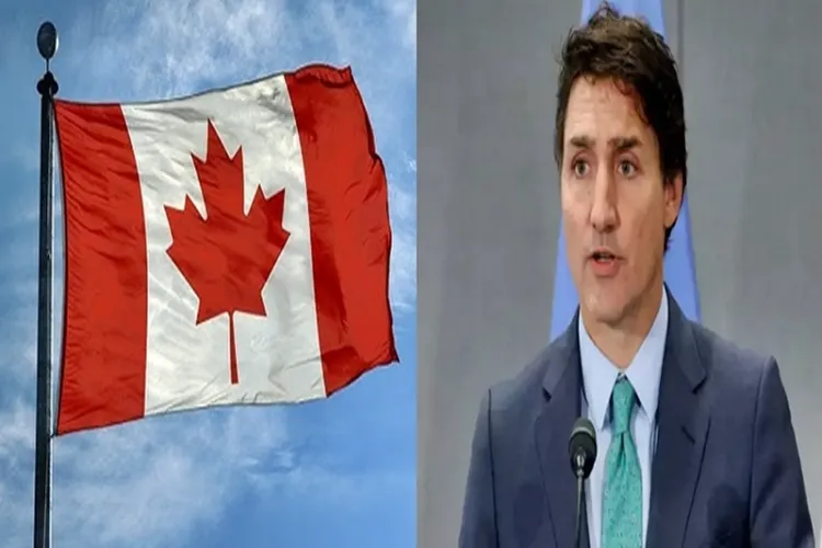 Canadian flag and Prime Minister Justin Trudeau