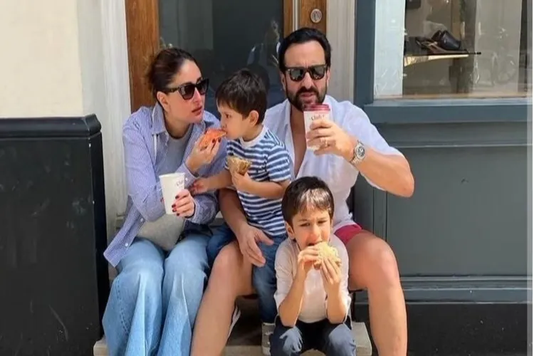 Saif Ali Khan with Kareena Kapoor, Taimur and Jahangir