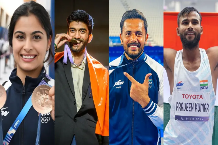 World Chess champion Gukesh D and Paris Olympics and Paralympics medallists - Manu Bhaker, Harmanpreet Singh (hockey) and Praveen Kumar (para-athlete)