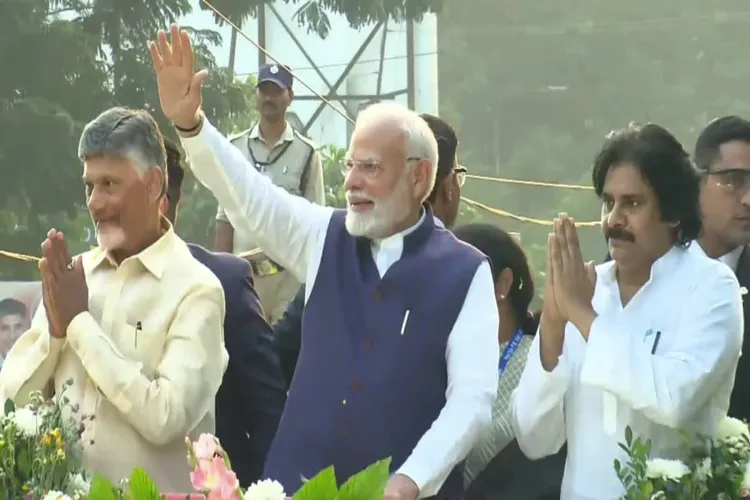 PM Modi, CM Naidu, Pawan Kalyan hold huge roadshow in Vizag