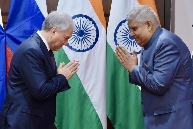 Chairman of Russia's State Duma Vyacheslav Volodin with VP Dhankhar