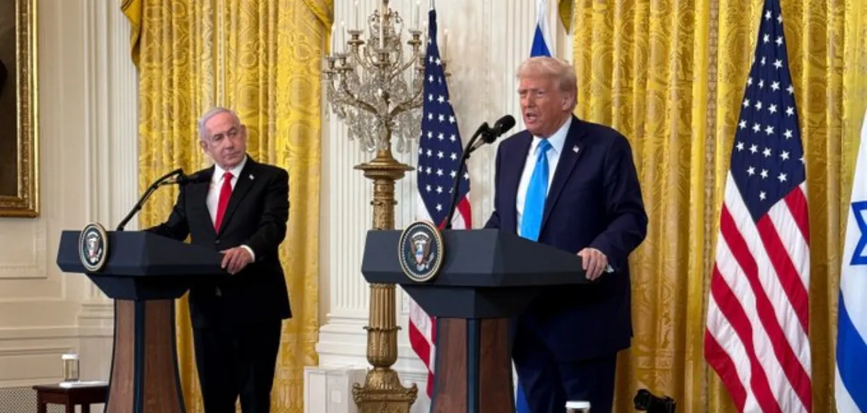 Israeli Prime Minister Benjamin Netanyahu with US President Donald Trump in White House