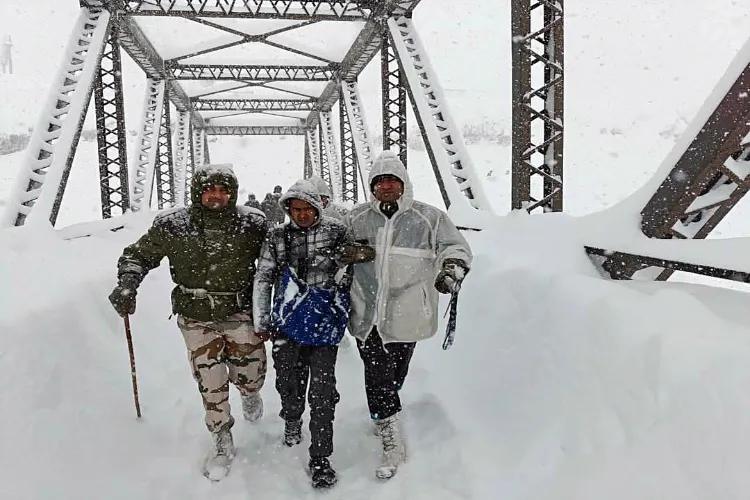 A rescued Road Construction worker at Chamoli