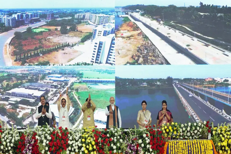  Prime Minister Narendra Modi inaugurates and lays the foundation stone of various projects at Silvassa, in Dadra and Nagar Haveli on Tuesday