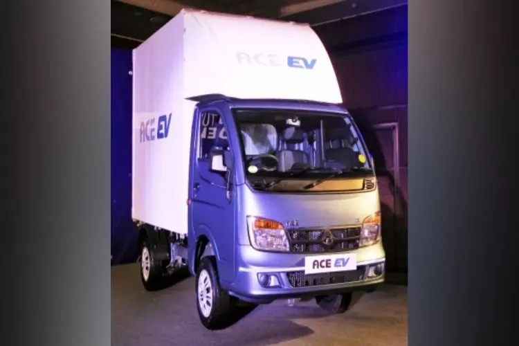TATA Motors launch small commercial vehicle Ace EV during an event, in New Delhi