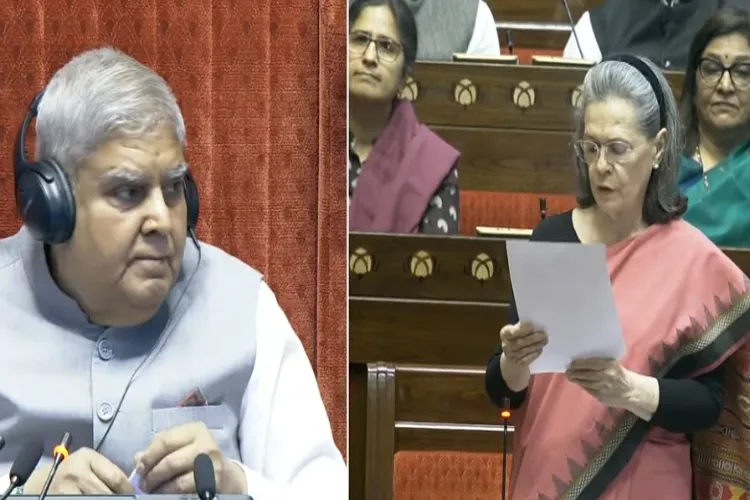Rajya Sabha Chairman Jagdeep Dhankar and Congress leader Sonia Gandhi