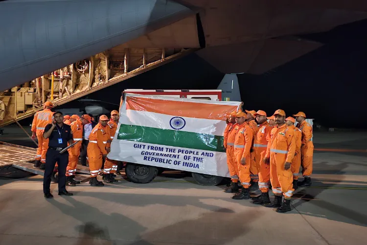Relief material for Myanmar being loaded on the IAF plane at the AIF base of Hindon