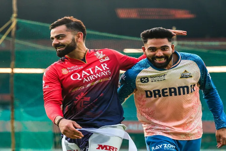 Cricketers Virat Kohli and Mohammed Siraj