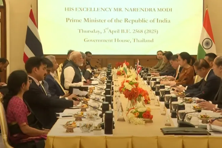 Prime Minister Narendra Modi and Thailand PM Paetongtarn Shinawatra holding bilateral talks