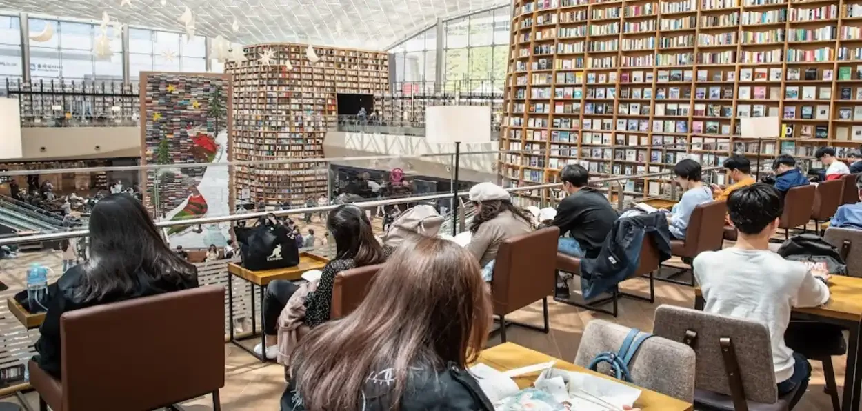Reading room inside the library in Starfield Mall, Seoul, South Korea