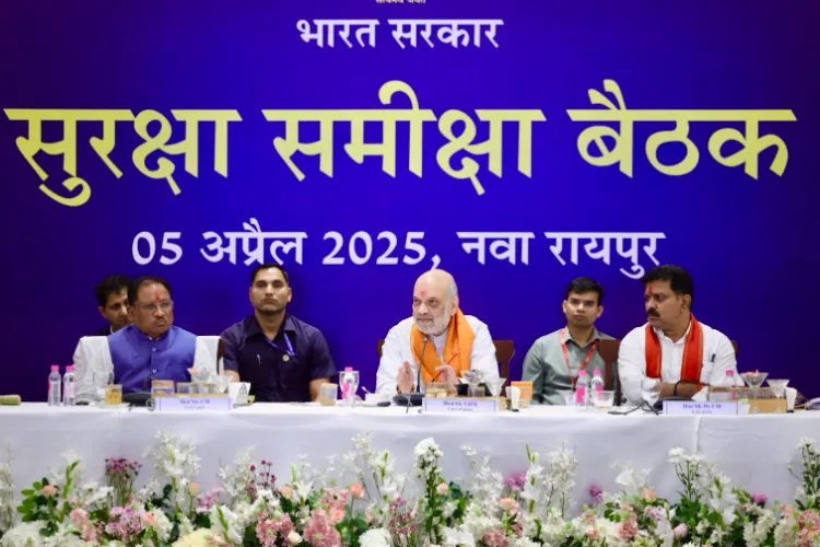 Union Home Minister Amit Shah presides over a meeting of security forces to review anti-Naxal campaign in Raipur