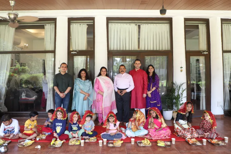 MOS Dr Jitendra Singh and his family doing kanya Pujan on Ram Navmi