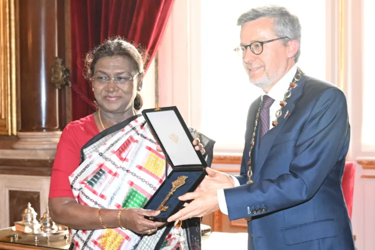 President Droupadi Murmu being presented the 