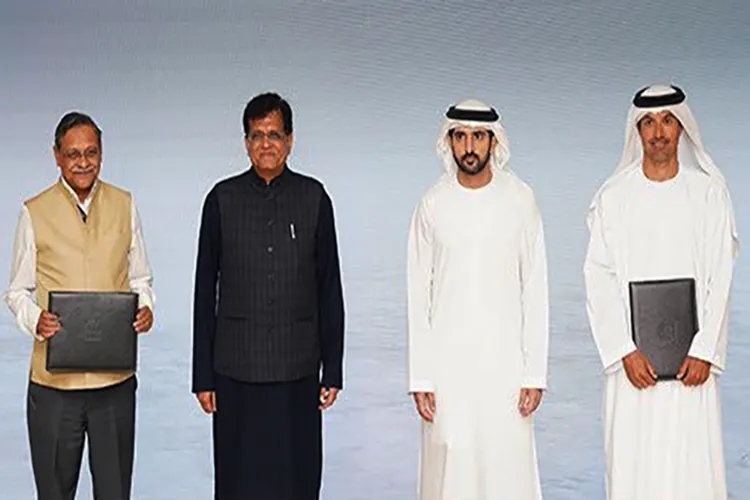 Dubai Crown Prince Sheikh Hamdan bin Mohammed bin Rashid Al Maktoum and Union Minister of Commerce and Industry Piyush Goyal