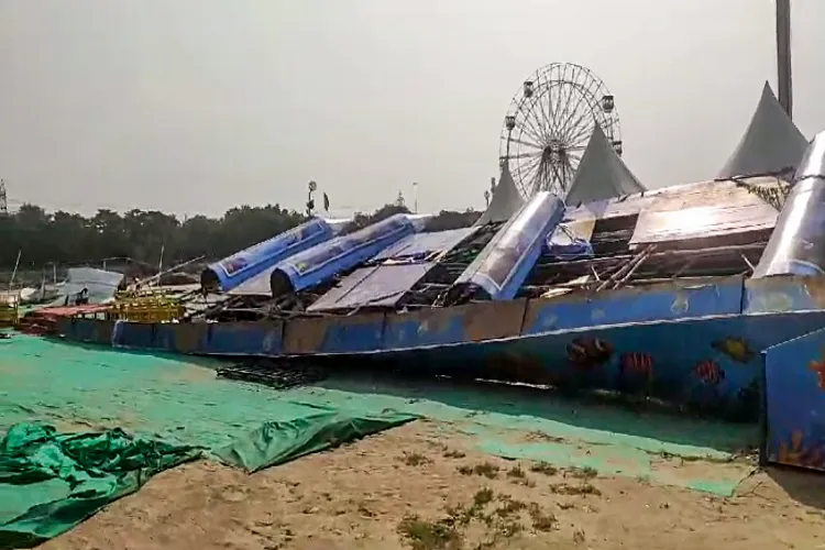 Pandals in Japanese Park collapsed due to strong gusty winds in Delhi's Rohini on Friday