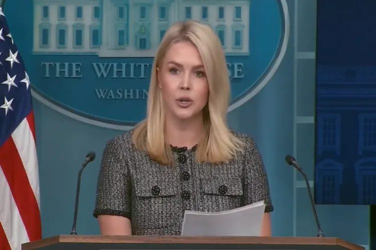 White House Press Secretary Karoline Leavitt addressing the media