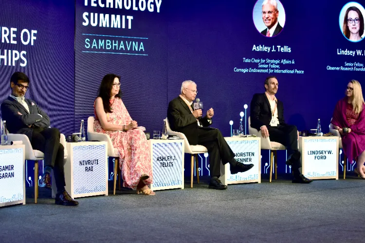Ashley J. Tellis, Tata Chair for Strategic Affairs and Senior Fellow, Carnegie Endowment for International Peace speaks during the inaugural session of the ninth edition of the Global Technology Summit (GTS) at Oberoi Hotel in New Delhi on Friday. 