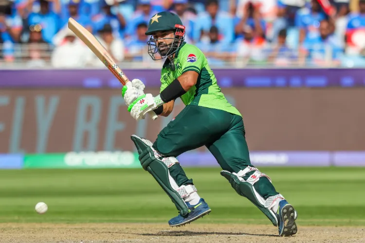 Pakistan's Mohammad Rizwan plays a shot during the ICC Champions Trophy match between Pakistan and India at Dubai International Stadium in Dubai on February 23, 2025. (File photo)