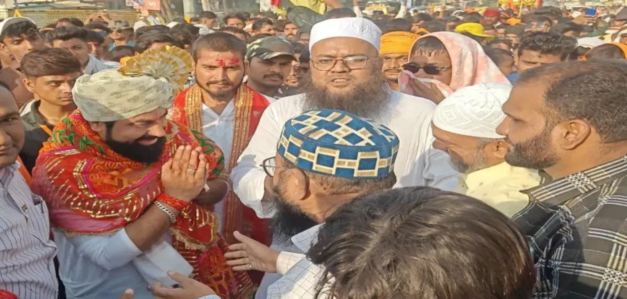 Hindus and Muslim greeting each other in Malegaon on a religious festival